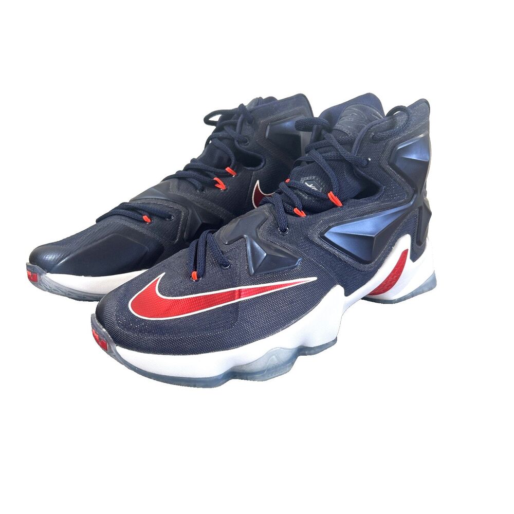 Nike LeBron Men's 13 XIII USA Midnight Navy Varsity Red 807219-461 Size 10.5 NEW - Picture 2 of 10